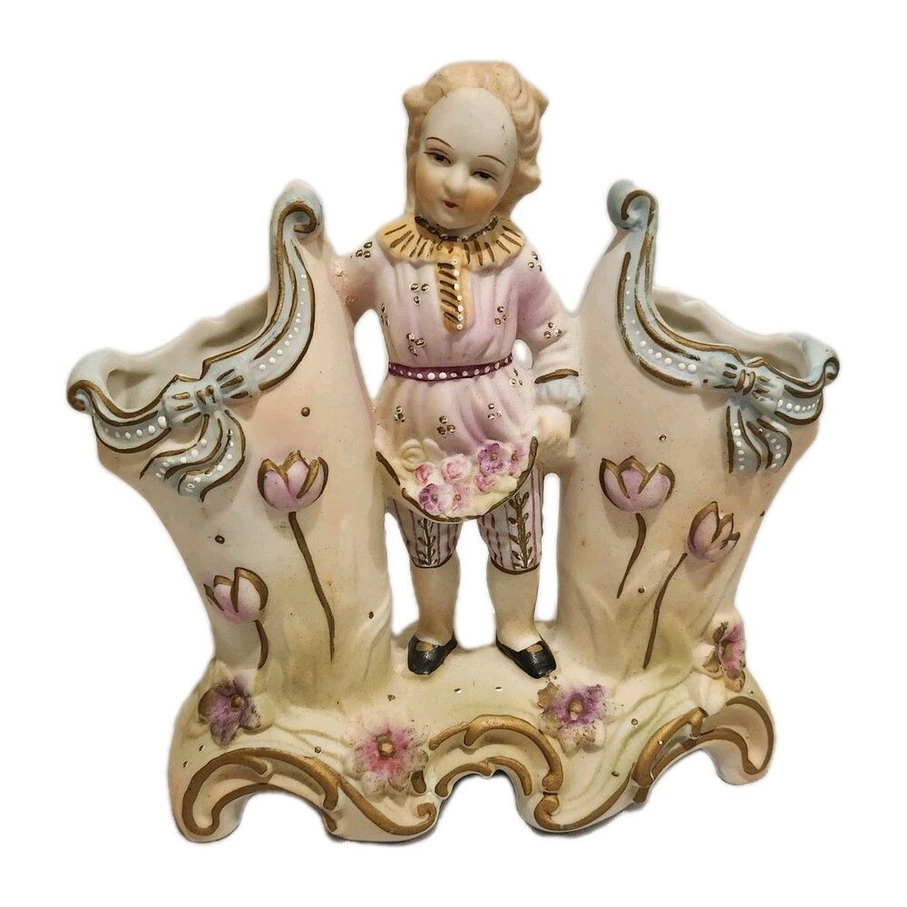 Andrea Handpainted Porcelain Double Vase Made In Occupied Japan